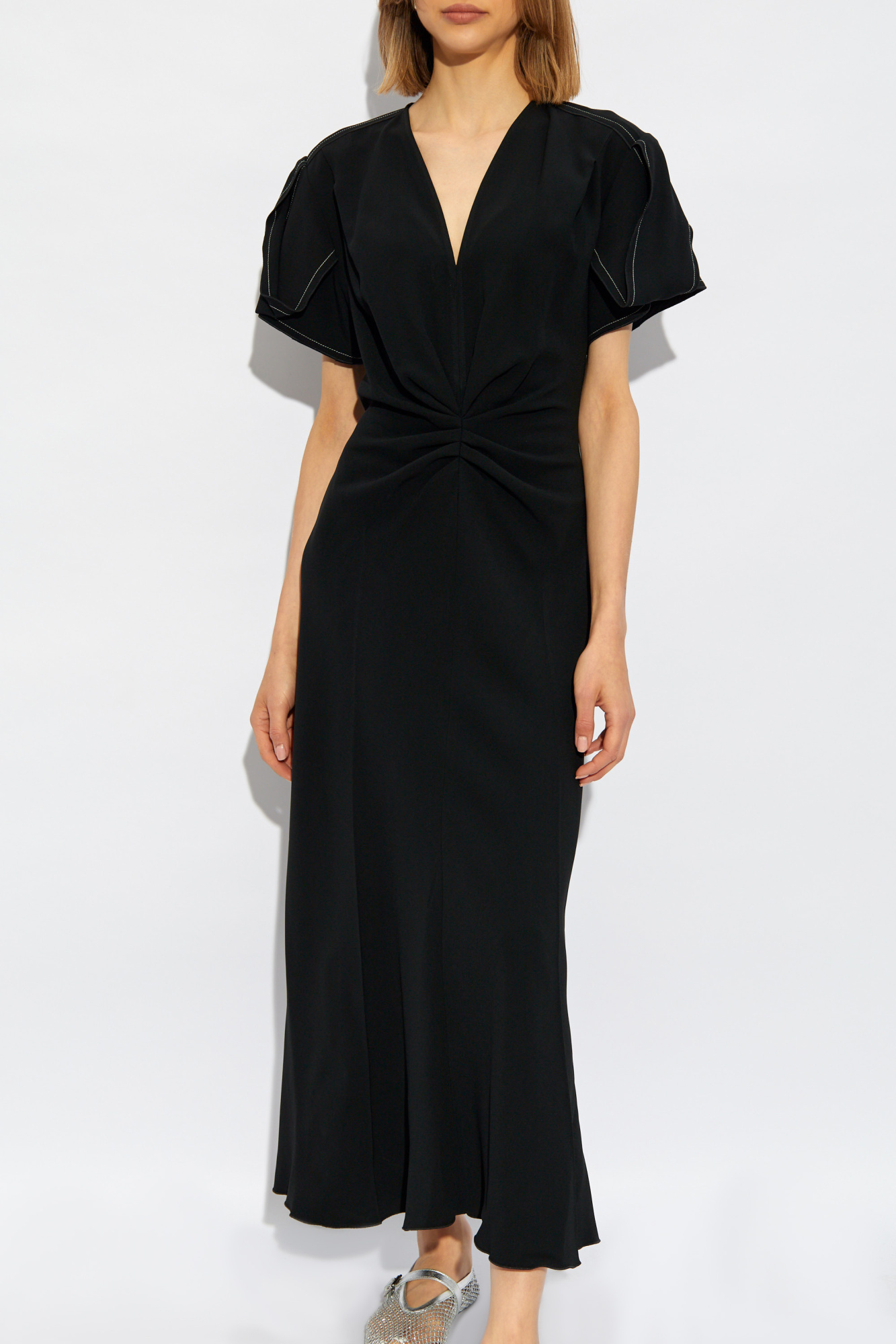 【Victoria Beckham】ブラック◆半袖◆Vネック ミディアムドレス Victoria Beckham V-neck dress | Women's Clothing | Vitkac